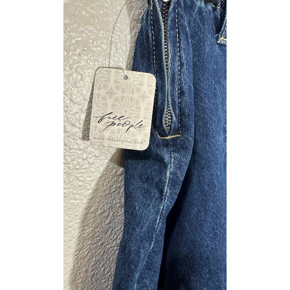 Free People Pleated Denim Mini Skirt Blue Size 27 NWT - Picture 3 of 8